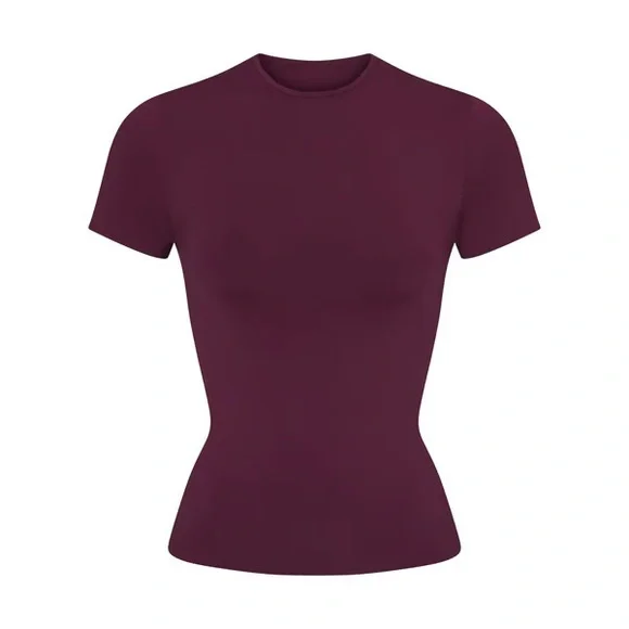 Skims Soft Smoothing Tshirt in Deep Berry - Picture 2 of 2